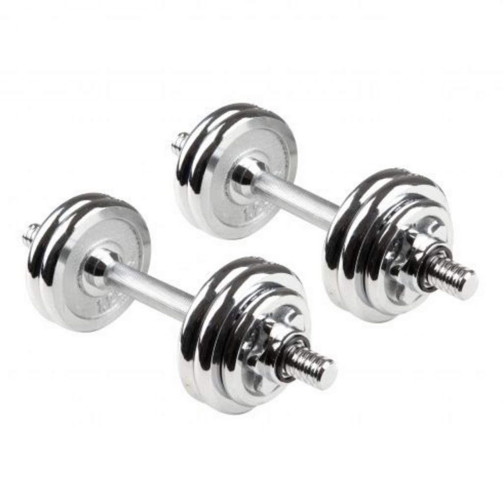 Set de Mancuernas Cromadas 15 kg Body Sculpture – Entrena Donde Quieras