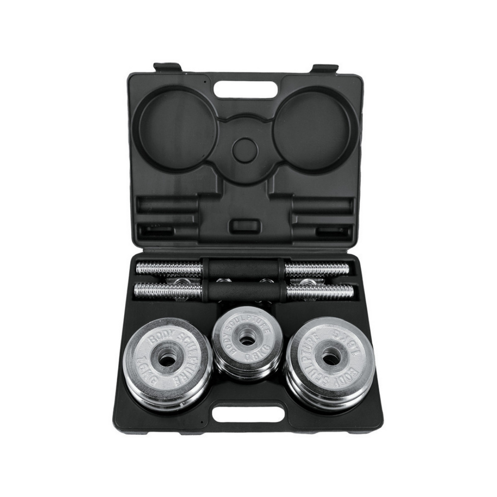 Set de Mancuernas Cromadas 15 kg Body Sculpture – Entrena Donde Quieras