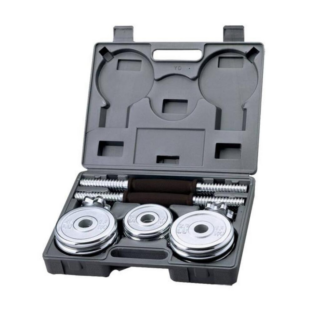 Set de Mancuernas Cromadas 15 kg Body Sculpture – Entrena Donde Quieras