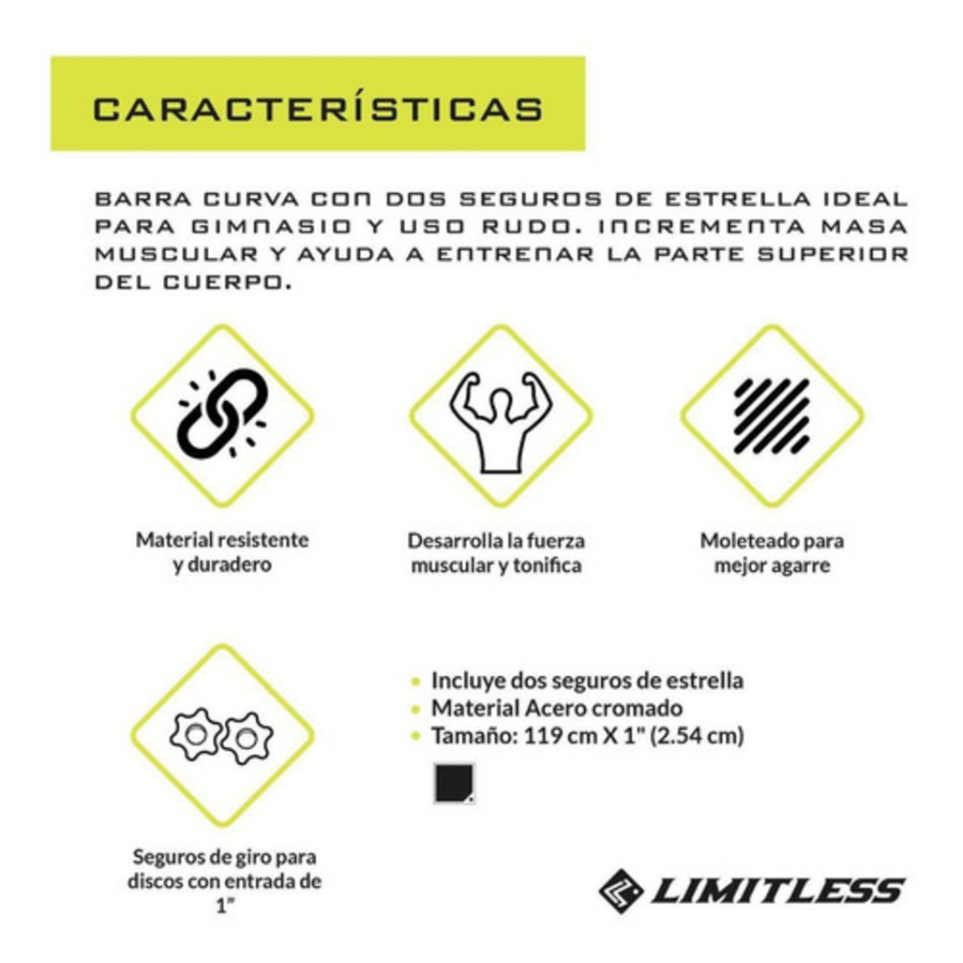 Barra Curva con Seguros Estrella 120cm Limitless